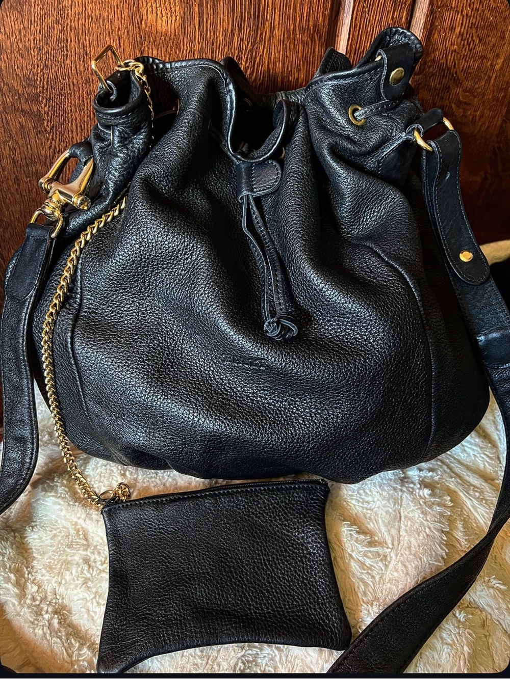 Vintage BALLY Black Thick Pebbled Premium Leather Bucket Bag XL